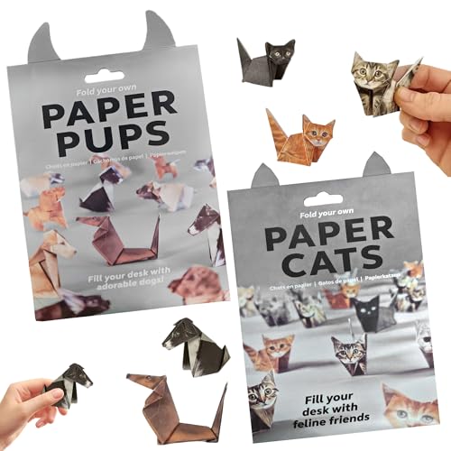 2er Origami Papier Set Für Katzen & Hunde, DIY Paper Cats Bastelpaket, Kreatives Origami Handwerk Mit Buntem Papercats Papier, Faltanleitungen Für Erwachsene & Alle Altersgruppen Dekoration