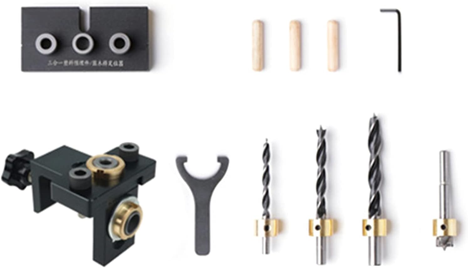 Doweling Jig 8/10/15mm Pocket Hole Jig Set With Positioning Clip Adjustable Hole Drill Guide Puncher Locator