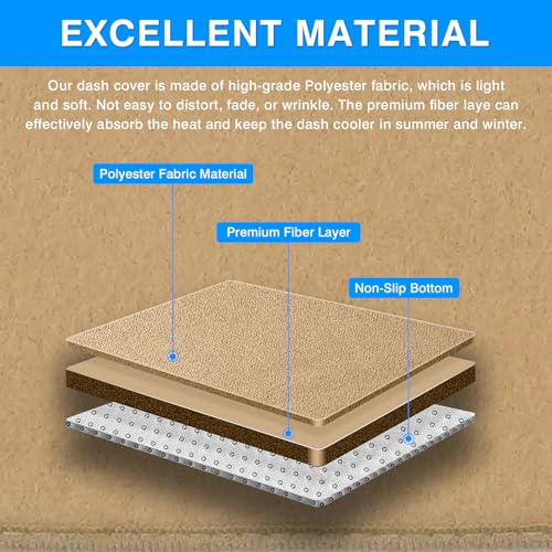 Image of Autorder Beige Dashboard Cover Mat for 2007-2013 Chevy Chevrolet Silverado Sierra, 2007-2014 Chevy Tahoe Suburban Denali Avalanche & GMC Yukon /XL & Only One Glove Box Accessories Polyester Dash Cover