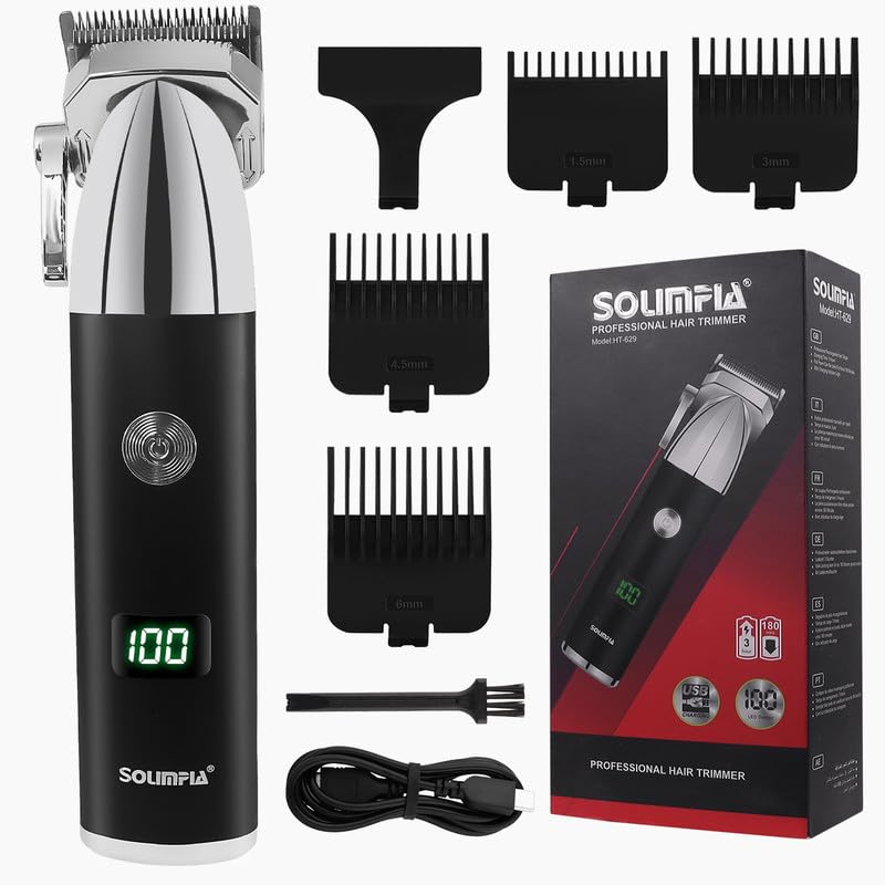 Image of SOLIMPIA HT-629 Professional Digital Display Cordless Hair Clipper with Dual Motor Electric Hair Cutter Kit Wireless Hair Grooming Trimmers Set, Li-ion Battery 1200mAh 180 minutes Runtime, Silver