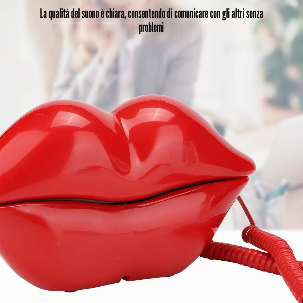 Telefono con Labbra Rosa, Telefono con Labbra, Telefoni Fissi Wx 3061 Set di Decorazioni per la Casa Multifunzionale a Forma di Labbro Carino Telefono da Tavolo Rosso (Grande