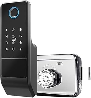 Fingerprint Gate Lock Tuya WiFi Outdoor TTlock Smart Door Lock Digital IC Card Rim Electronic Door Lock Suitable for Home Garden (Color : Ttlock Lock)