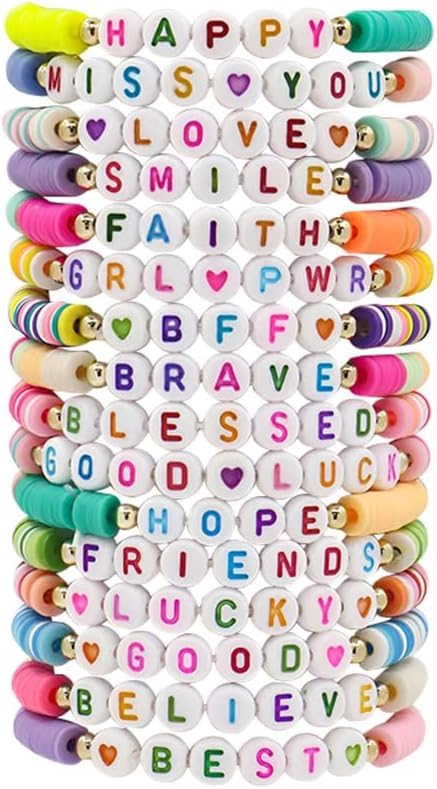 TOFBS Pulseras Elásticas Mensajes Positivos Cuentas Letras Multicolores...