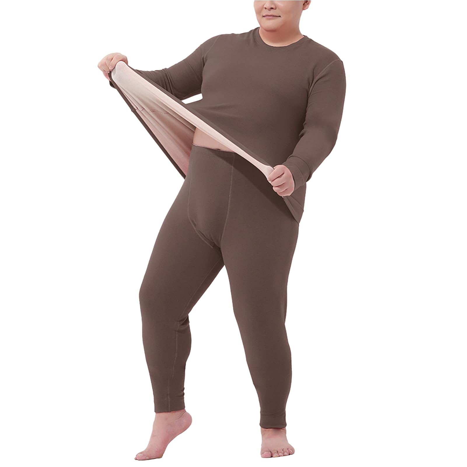 Generic Męska bielizna termiczna Długi zestaw Johns, Zestaw warstw elastycznych w rozmiarze plus size Zimowy zestaw bielizny termicznej z wełny jedwabnej L-6XL