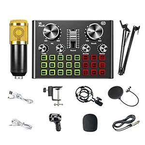 Bluetooth Sound Mixer Board Voor Live Streaming, V8-Geluidskaart Met Effecten, De BM800-Condensor Mike, Audiomixer Voor…