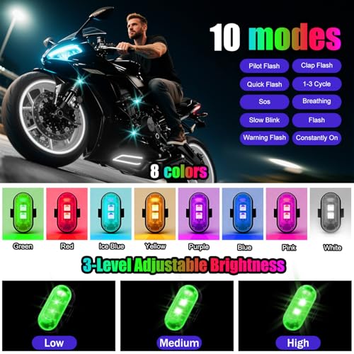 Image of Wireless LED Lights for Car, Wireless Rock Lights with 8 Colors 10 Modes,led Strobe Warning Light, Motorcycles, Boats, Camping, Bikes, Drones,Design in USA