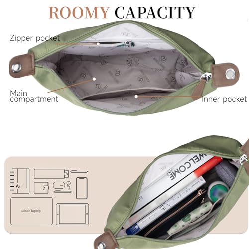 Image of JANKS Large Crossbody Bag for Women Fabric Nylon Casual Commuter Trendy Fashion Hobo Shoulder Ladies Travel Handbag