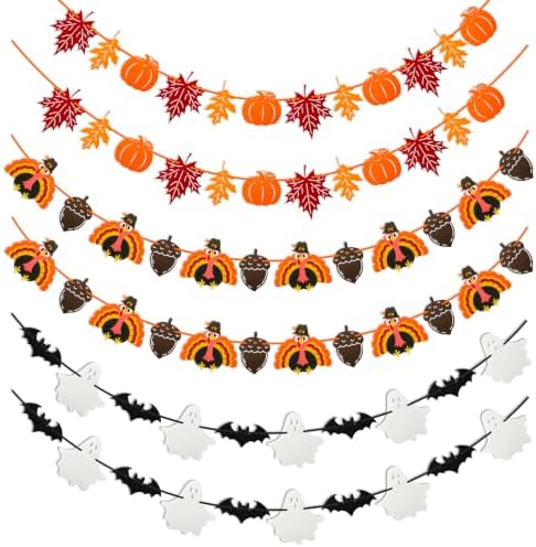 Fall Thanksgiving Garlands Halloween Banner Decorations for Home ...