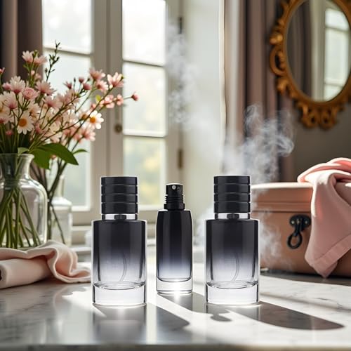 Image of 2 Pcs Black 30ml Perfume Atomizer Portable High-Grade Glass Spray Refillable Small Bottle Travel Cosmetics Outdoor Dispensing Mini Spray Bottle,Refillable Containers, Spray Bottles