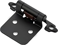 HomeExpert 4-Pack Matte Black Self-Closing Cabinet Hinges, 1/2 Inch Overlay Face Frame Kitchen Doors - Quiet, Durable Hardware