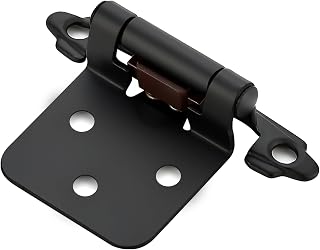 HomeExpert 4-Pack Matte Black Self-Closing Cabinet Hinges, 1/2 Inch Overlay Face Frame Kitchen Doors - Quiet, Durable Hardware