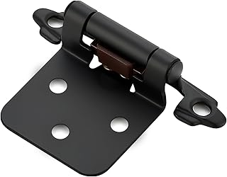 Home Expert 4 Pack (2 Pairs) Matte Black Cabinet Hinges for Kitchen Doors, Self-Closing, 1/2 Inch Overlay (Variable), Semi-Concealed Face Frame, Surface Mount Cabinet Hardware