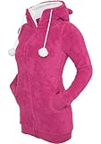 Teddy Kapuzenjacke Urban Classics Paula Teddy Zip Hoody Flauschige Jacke über den Po (L, Pink/White)