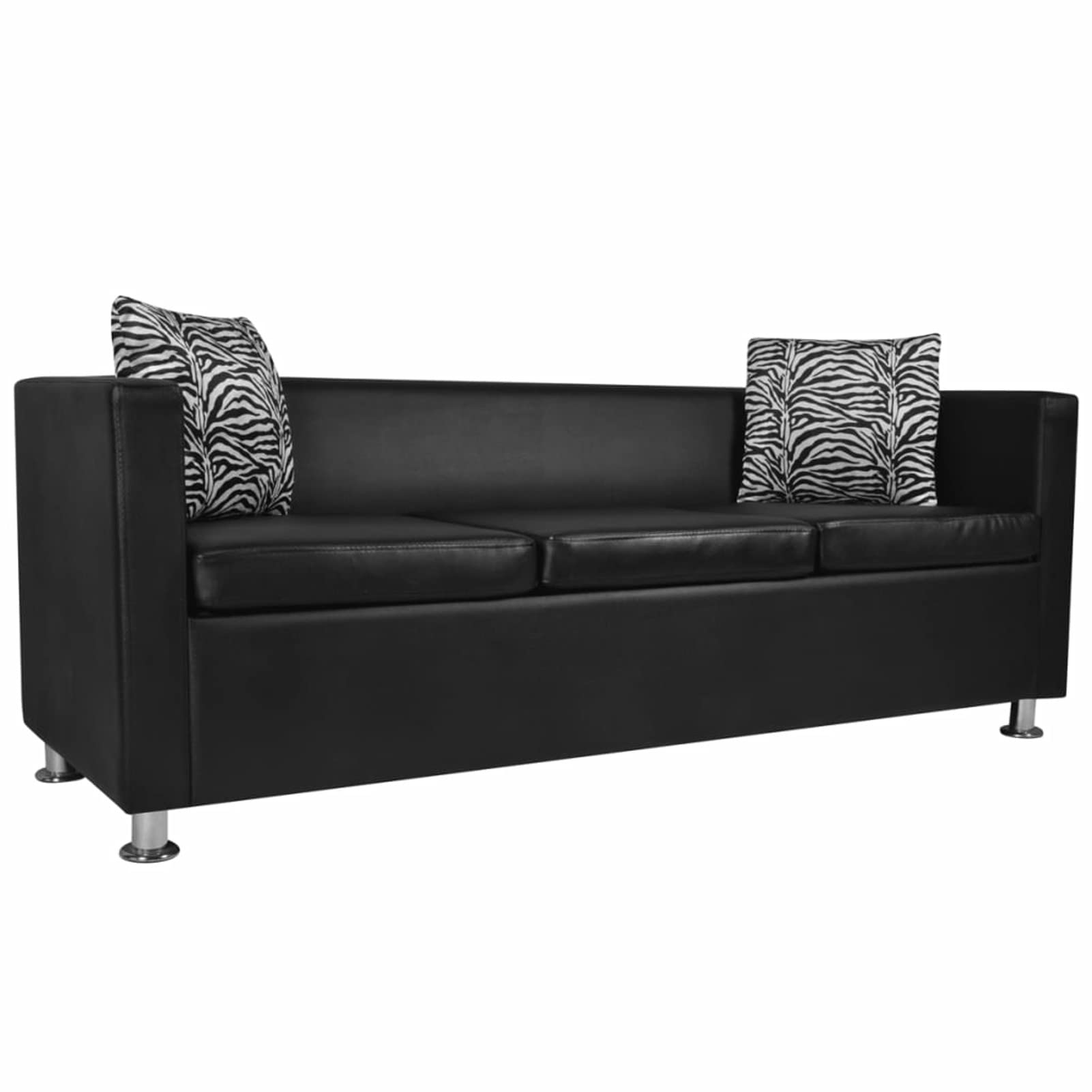 IKAYAA Conjunto de Sofás 2 Piezas Sofas de Salon 2 plazas + 3 plazas Cuero Artificial Negro