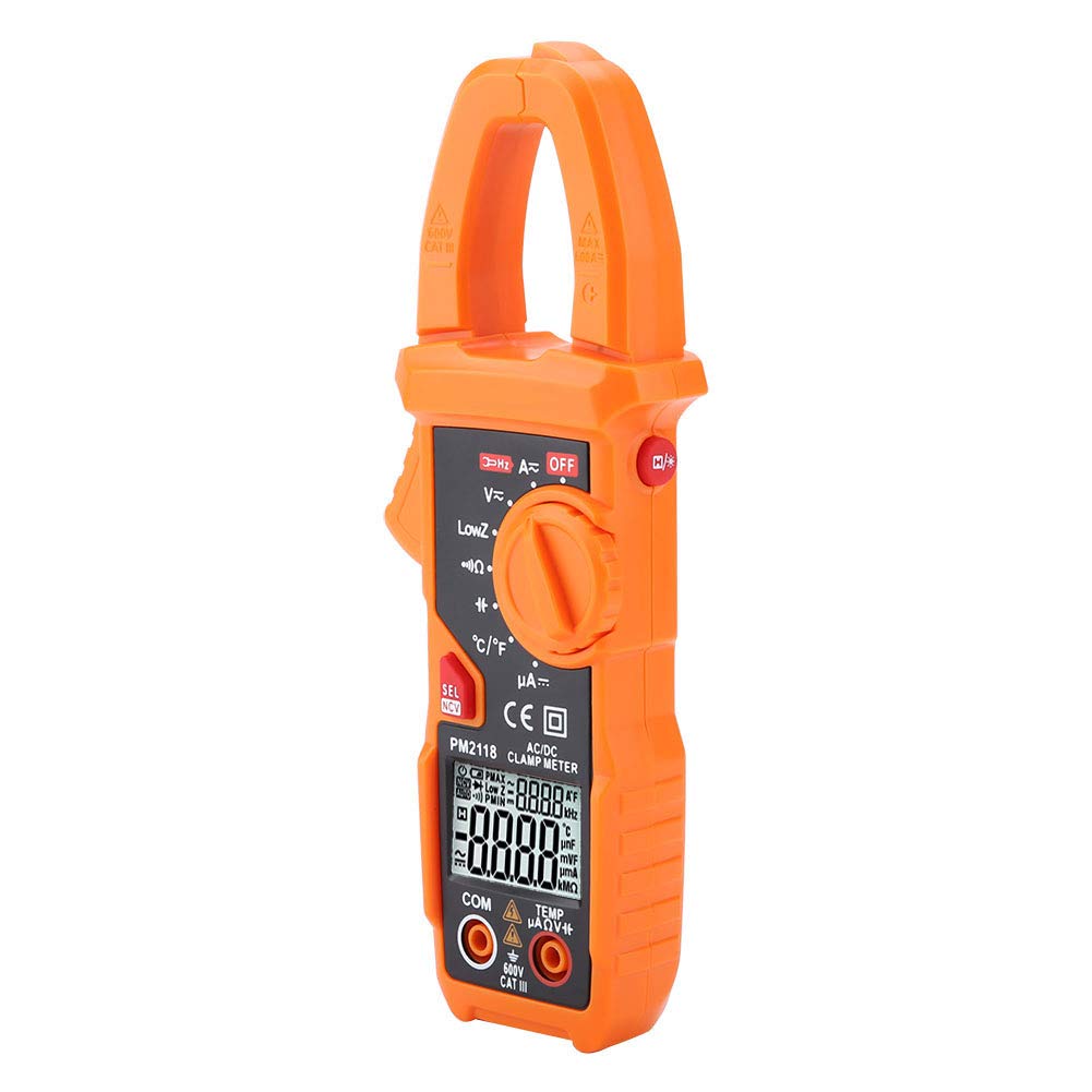 Schimer PEAKMETER PM2118 Multimetro a Pinza Tester Accurato a Doppio Display per Elettricisti con 6000 Conteggi Temperatura Schermo LCD e Rilevamento NCV