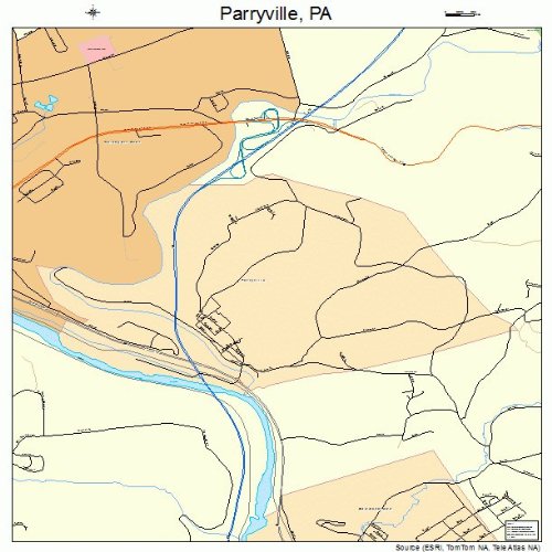 Large Street & Road Map of Parryville, Pennsylvania PA Printed poster