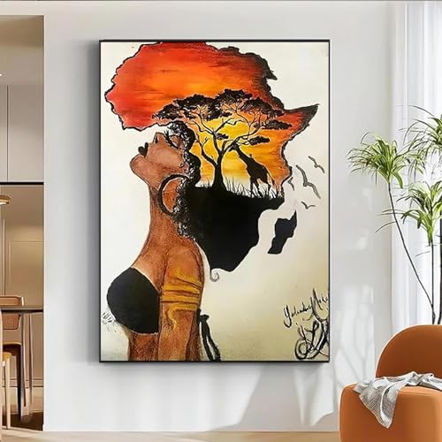 Décoration d'intérieur LSYALUCK tableau femme africaine chic