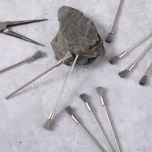 Image of 10 Pieces Extended Stainless Steel Wire Steel Cleaning End Brushes Pen Wire Brush Rust Paint Removal Bits Polishing Rotary Tools (6 mm end Brush)