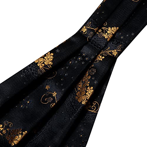 Barry.wang Mens Ascot Ties Cravat Tie Floral/Plaid Striped Scarf Self Tie Pocket Square Cufflinks Set Wedding Party #TOP6
