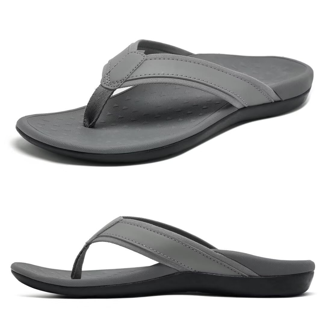 MEGNYA Comfortable Orthotic Plantar Fasciitis Toe Post for Mens, Lightweight Casual Sandals for Foot and Heel Pain Relief, Orthopedic Walking Flip-Flops with Arch Support