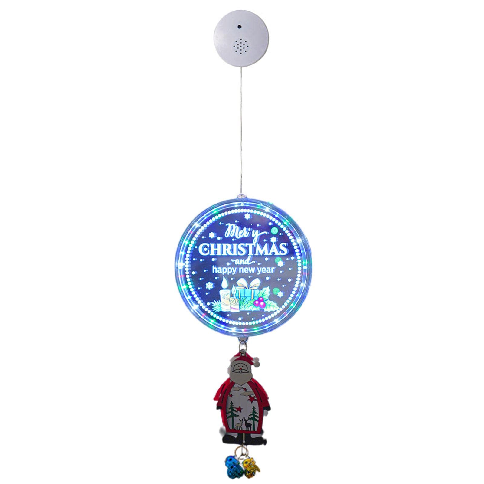 S-JIANG Christmas Decorative Window Light with Music, Lighted Window Xmas Decor Hanging String Lights for Outdoor Indoor Windows Pathway Patio Bedroom Party Holiday Wall Backdrop