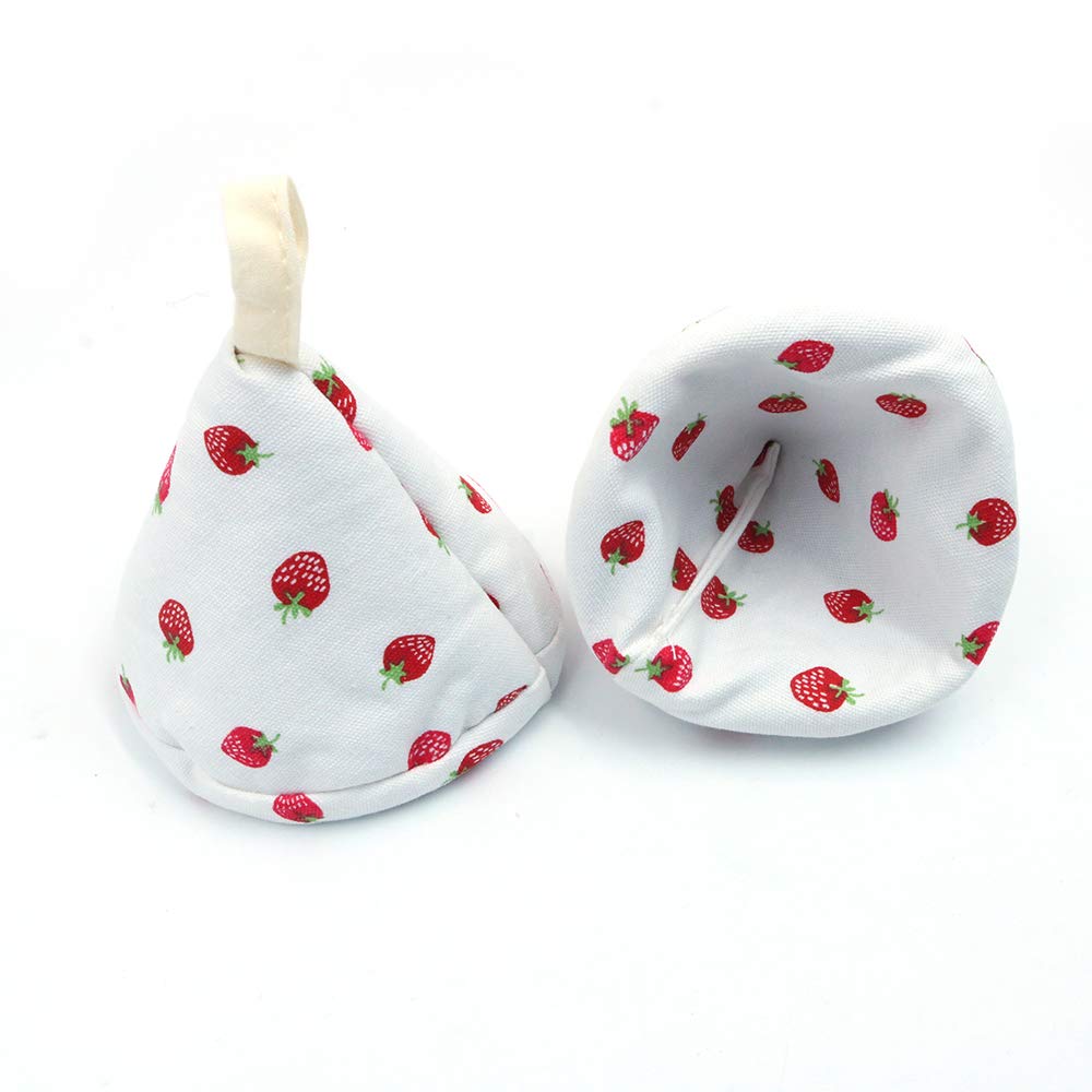 Une Paire 4.3inch Triangle Pratique Gants De Four en Coton Mignon pour Couvercle De Pot Gants Anti-br?lure Cuisson Cuisson Poignée Gants De Four - Fraise