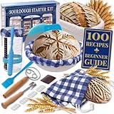 Sourdough Starter Kit for Beginners with Beginner Guide & 100 Recipes - Sourdough Bread Baking Supplies and Tools, Homemade Bread Gift Set and Sour Dough Accessories for Bakers