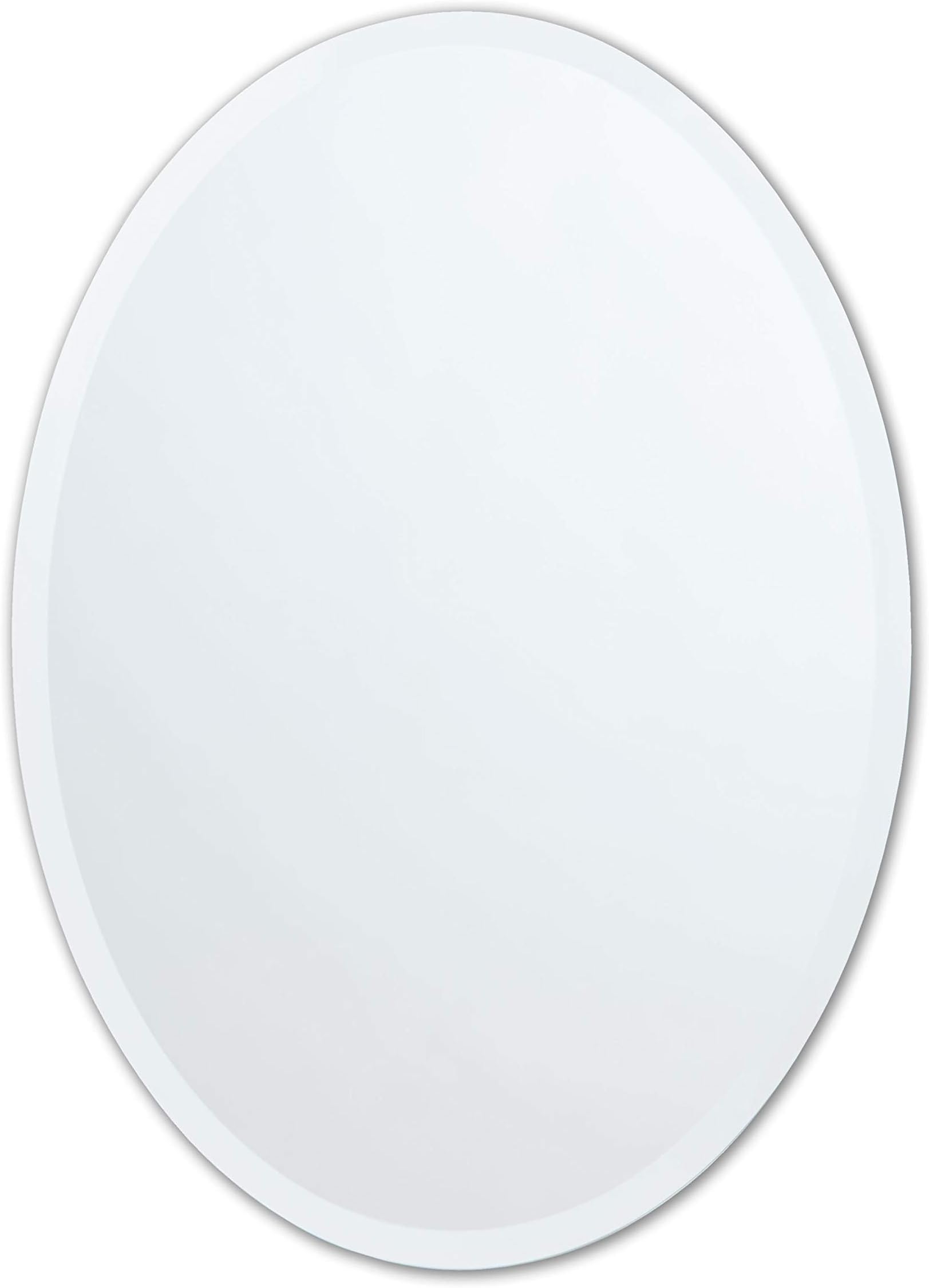 Better Bevel Frameless Oval Mirror, 20" x 27" Bathroom Wall Mirror w/Beveled Edge
