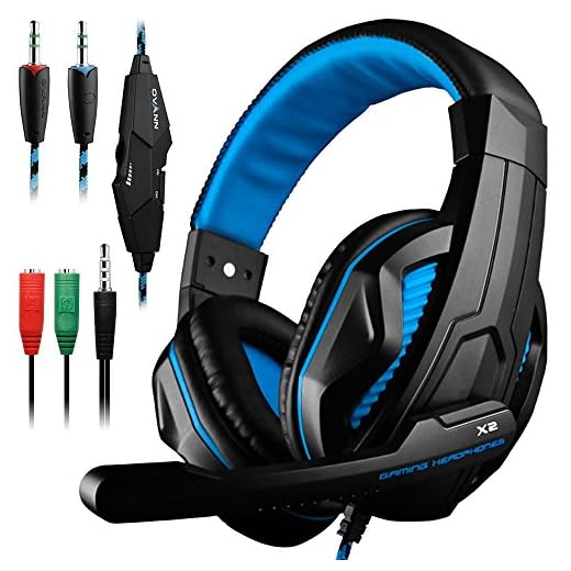 Gaming Headset,DLAND 3.5mm Wired Bass Stereo Noise Isolation Gaming Headphones with Mic for Laptop Computer, Cellphone, PS4 and so on- Volume Control (Black and Blue)