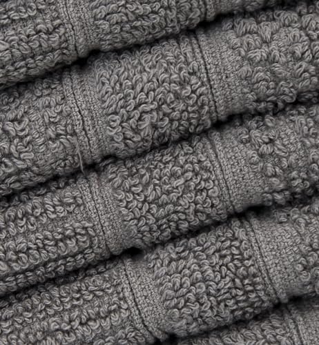 Image of PH Pleasant Home Ribbed Wash Cloths Set - 12 Pack (12 inch x 12 inch) - 509 GSM - 100% Ring Spun Cotton Wash Cloth - Super Soft and Highly Absorbent Face Towels (Dark Grey)