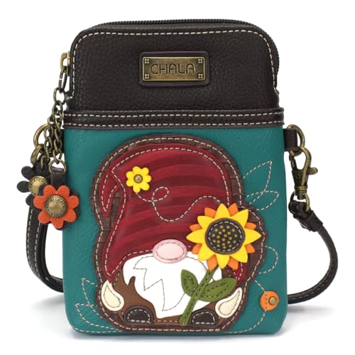 Image of CHALA Cell Phone Crossbody Purse-Women PU Leather /Canvas Multicolor Handbag with Adjustable Strap