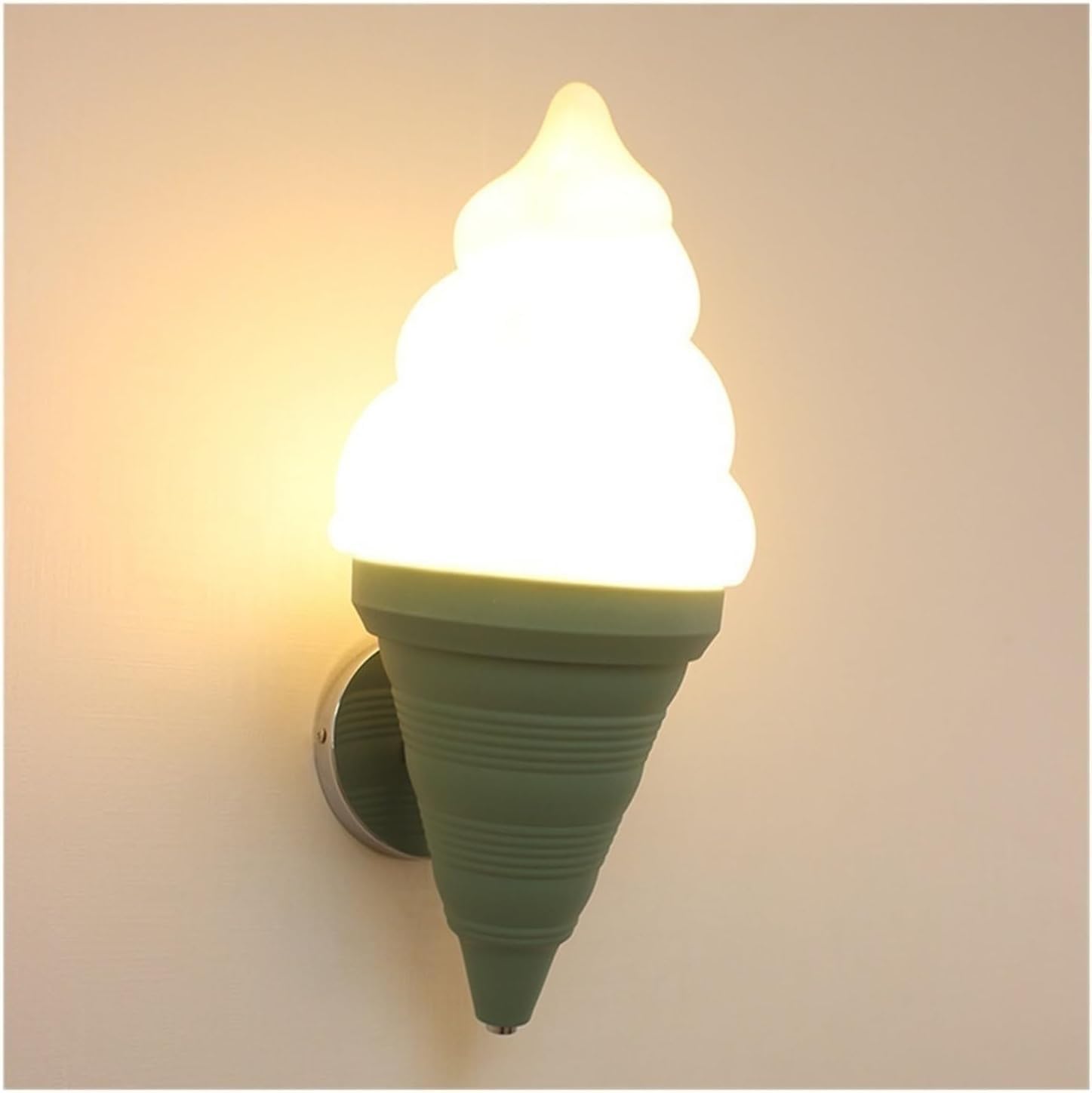 WJJHERRH Creative Ice Cream Cone Wall Cartoon Indoor Decor Lovely Lamp for Girls Bedroom Hotel(Black Warm Light)