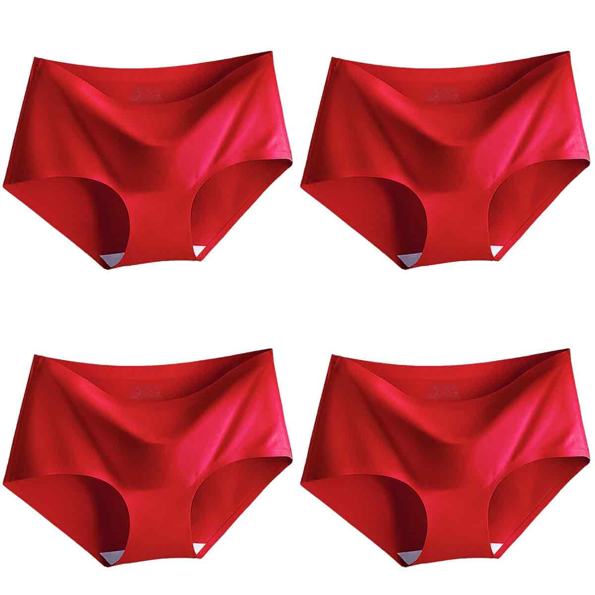 Women's Red Ice Silky Underwear Sexy Seamless Panties Low Waist Hipster Bikini Briefs (As8, Numeric, Numeric_6, Numeric_8, Regular, Regular, )