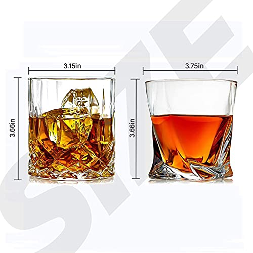 Image of PrimeWorld Premium Two Style Whiskey Glasses Set of 6 Pcs 300 ml Each for Drinking Bourbon /Cocktail Glasses /Bar Whisky Glasses