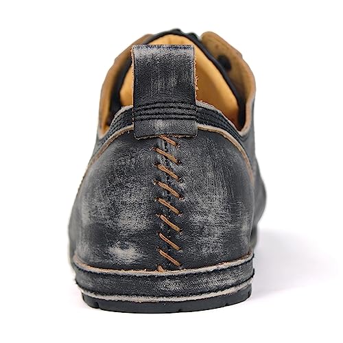 OSSTONE Moto Boots for Men Fashion lace-up Leather Chukka Boots Casual Shoes OS-6015-1-RED-BROWN-R3