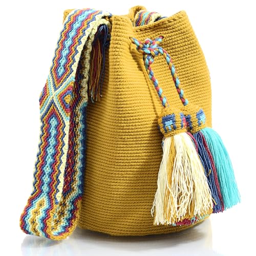 Image of WYOU Designer Wayuu Hand-Crochet Woven Summer Beach Bag for Everyday, Travel-Large Beachy Purse, Colorful Purses for Women