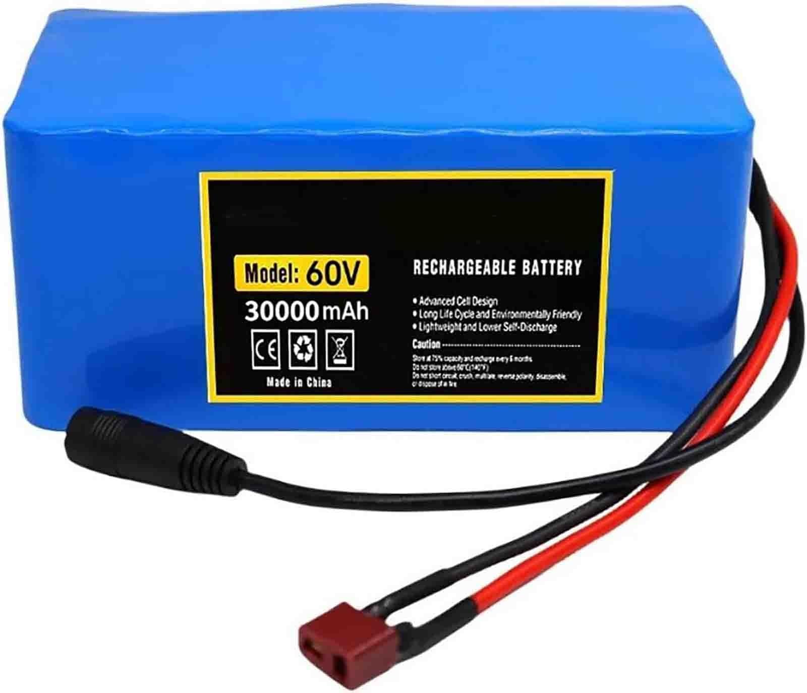 60V E-Bike Battery, Electric Bicycle Battery 60V 30Ah 16S2P Scooter Battery Packs with BMS Protection Board with Charger for 200W 350W 500W 750W 800W 1000W Motor