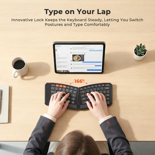 Image of MEETION Ergonomic Foldable Keyboard and Mouse, Portable Bluetooth Keyboard and Mouse for Business Travel, Ultra-Thin Folding Wireless Keyboard Mouse for Windows /Mac /iOS /Andriod, C9880