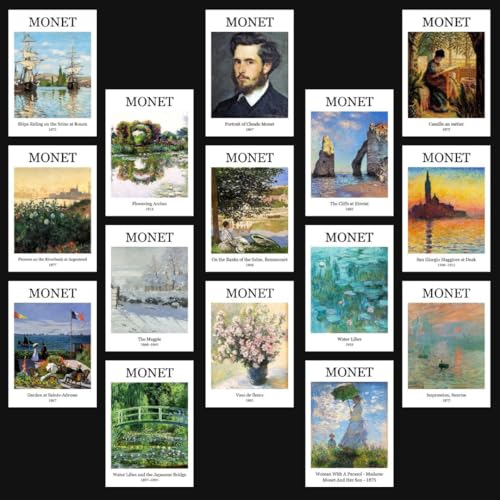 Image of Claude Monet Paintings Poster Mini Posters (Set of 15) Aesthetic Polaroids (8.6 x 6 cm) | Monet Painting | Posters of Monet's Flowering Arches, The Magpie, Vase de Fleurs Paintings & more | Monet Poster