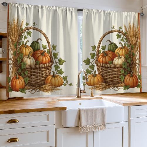 Rideaux citrouilles style rustique pour réchauffer l'atmosphère