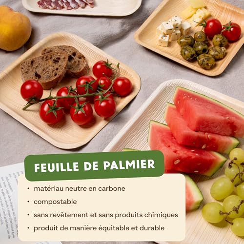 Assiette jetable en palmier 15cm alternative assiette plastique 100pcs - 5