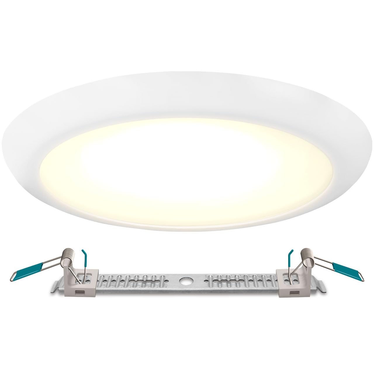 Phoebe LED Atlanta Downlight | Adjustbale Bracket | Covers Holes 2.5" to 8" | 18.5W | 3000K Warm White | Diffused Low Glare | 1550lm | Surface Mount or Semi-Reccessed Ceiling Light