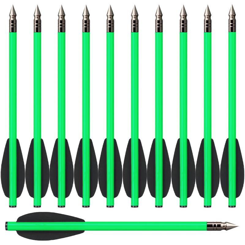 HUNTSPM 6.3" Pistol Crossbow Bolts,Carbon Crossbow Arrows,Mini Crossbow Bolts Arrows for 50-80lbs Pistol Crossbow Precision Target,Great for Practicing Shooting Target,Small Hunting (12PCS green2)