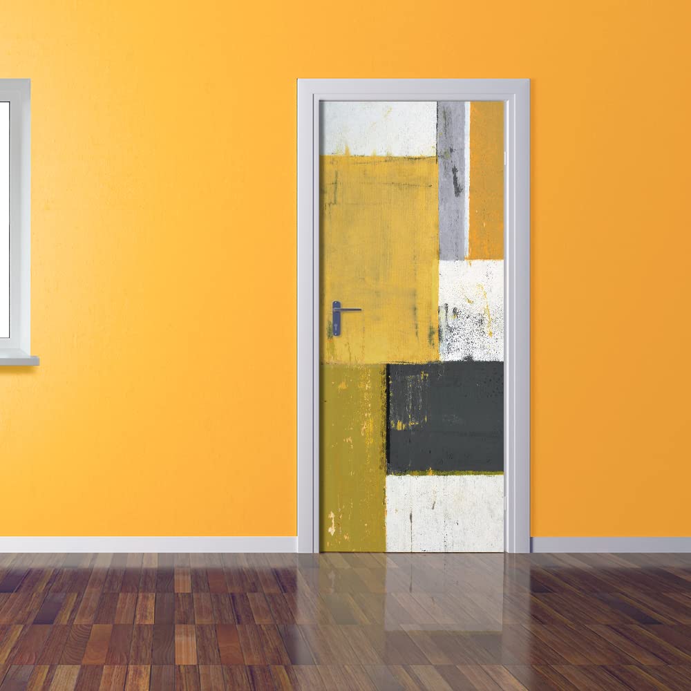 Adesivi per Porte Interne Grigio Antracite Giallo Adesivi per Porte PVC Adesivi Porte Interne Autoadesivin Adesivo Porta Interna Rimovibili Adesivo Porta Casa Arredamento Carta Bagno 77x200cm