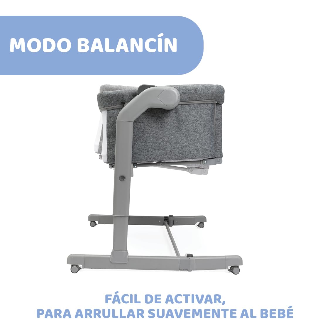 Chicco Next2Me Magic EVO Cuna Bebé Lado de la Cama, con Modo Mecedora, Inclinable, Barandilla Abatible, Altura Ajustable, 4 Ruedas, Colchón y Bolsa de Viaje Incluidos, Gris Oscuro