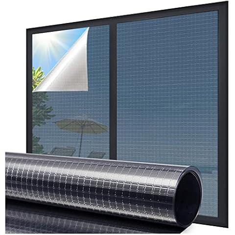 Coavas One Way Privacy Window Film,Reflective Home Glass Mirror Tint See Out Not in,Heat UV Blocking Static Cling for Office Front Door Daytime Privacy Covering, Blue-Silver,17.5x78.7 in Cover