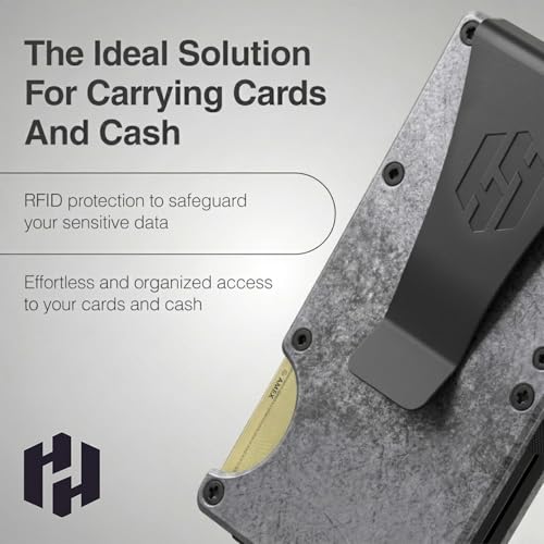 Image of Hayvenhurst Wallet for Men - Slim RFID Blocking Metal Wallet with Money Clip, Minimalist Front Pocket Credit Card Holder, Small Mens Wallet