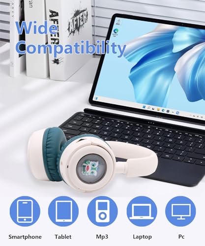 XuanGui Wireless On-Ear Headphones Bluetooth with Microphone, Lightweight Foldable Wireless Headphones Built-in LED Lights, FM Radio, Micro SD/TF Slot for Travel Home, Blue Q9M - image 5