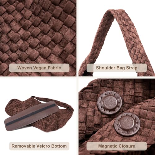 Image of MELOLILA Large Woven Tote Bag for Women Weave Purse Woven Leather Handbag