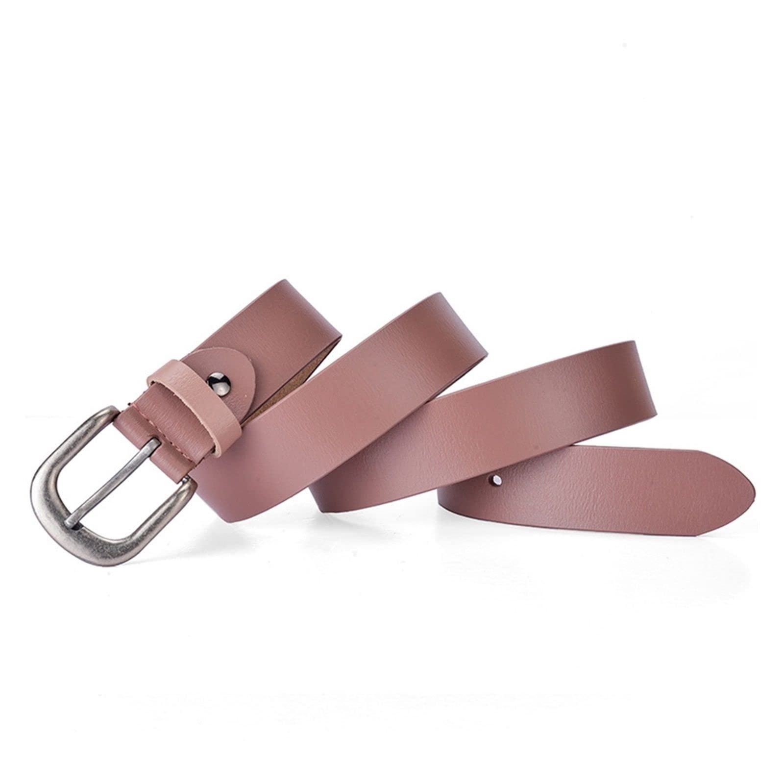 ZZSRJ Ceinture Rose Femmes Ceinture Solide en Cuir for Pantalon Femme Boucle ardillon Dames Ceintures 43.30in (Belt Length : 110cm, Color : Brown)